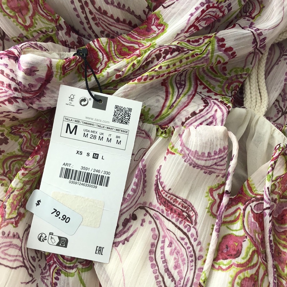 ZARA PRINTED OPEN BACK DRESS- M - Picture 3 of 4